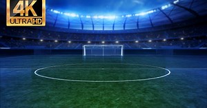 Digital Sports Stadium Opener with Glowing HUD Elements