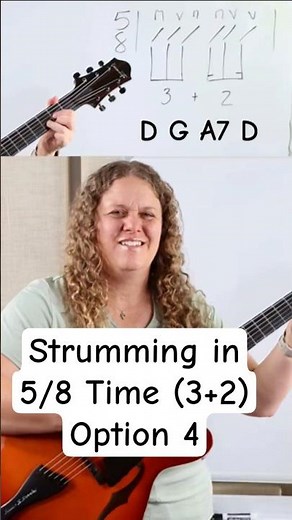 Strumming in 5/8 Time, Option 4 - D, G, & A7 #beginnerguitarlessons #strummingpattern