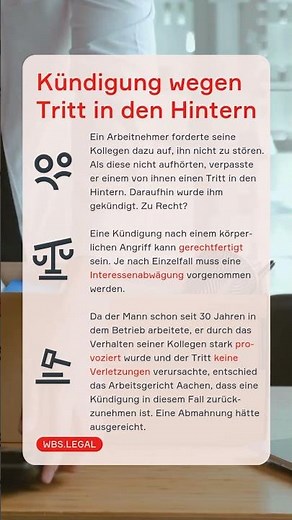 Gekündigt werden Tritt in den Hintern | WBS.LEGAL #shorts