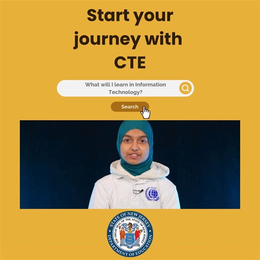 Starting your journey with Career and Technical Education (CTE) can open doors you never imagined. Meet Sarina Nushrat, a student at Passaic County Technical Institute, as she shares what she’s learned in the Information Technology CTE program of study—from building real-world tech skills to discovering her future career path. CTE isn’t just a class. It’s a launchpad. Start your journey today by learning more about CTE and Career Pathways: https://tinyurl.com/5hyrpvjp #CELEBRATECTENJ | New Jerse
