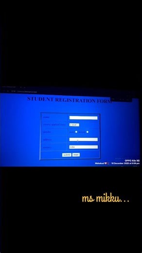 student registration form....#htmlelement #htmltable #shortvideoytshorts