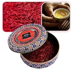 Pure Red Saffron (2g) – Premium Saffron Threads | Spices | Sealed Jar | Suitable for Tea | Risotto | Cooking Seasoning.