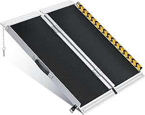 Portable Wheelchair Ramp 3FT，Non Skid Aluminum Folding Wheelchair Ramp Handicap Ramp ，for Home, Steps, Stairs, Doorways, Curbs