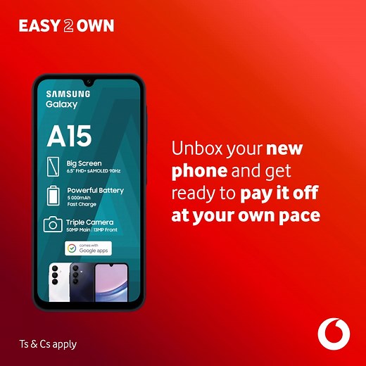 11K views · 77 reactions | Own a smartphone the easy way with Easy2Own. Simply pay off your smartphone using your airtime – daily, weekly or monthly, from as little as R5 per day*. #FurtherTogether | Vodacom | Facebook