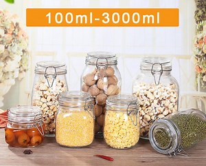 [Hot Item] Glass Sealed Storage Tank Enzyme Tank Wine Bottle Lemon Honey Pickles Glass Jar Transparent Buckle Jam Jar