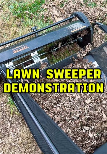 This is the easiest way to clean up your lawn. #lawn #sweeper #raking #yardwork #springcleaning