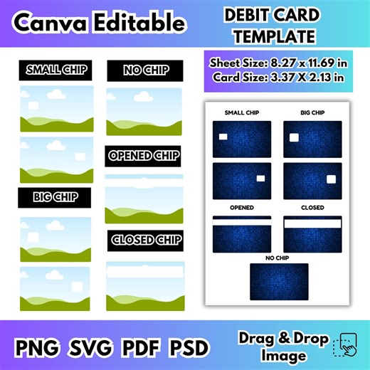 Debit Card Skin Canva Template Editable Debit Card Cover SVG PNG PSD Debit Card Sticker Template Drag & Drop Canva Customizable Frames - Etsy