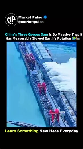 Market Pulse on Instagram: "China’s Three Gorges Dam is so massive that it actually redistributed Earth’s mass. By lifting and storing trillions of tons of water above sea level, the dam increased Earth’s moment of inertia, causing the planet’s rotation to slow by a tiny fraction of a microsecond. It’s imperceptible to humans, but in physics terms it’s undeniable — shift enough mass, and even Earth responds 🌍🏗️🤯 science experiments, science shorts, short science videos, educational shorts, ea