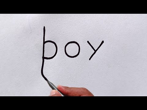 How to draw boy turn word into boy | easy boy drawing for beginners