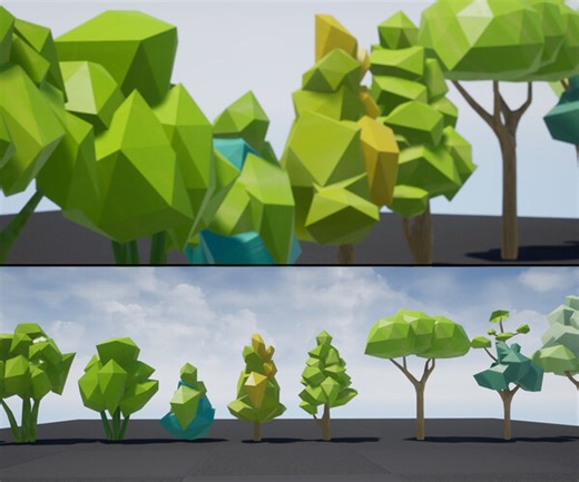 ArtStation - Deconstruction Stylized Tree 3d Mobile Pack | Game Assets