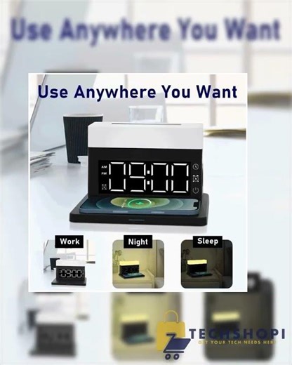 Wireless Charger For Iphone Night Light Alarm Clock