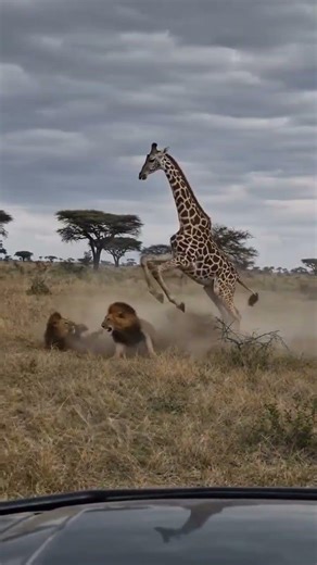 Giraffe vs Lion:Epic Wildlife Battle In 4K #animalfight #animals #wildlife