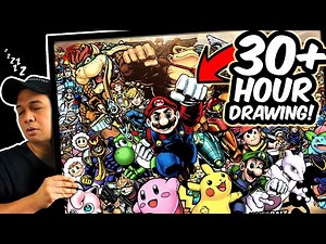 30 HOURS to draw ALL SUPER SMASH BROS CHARACTERS?