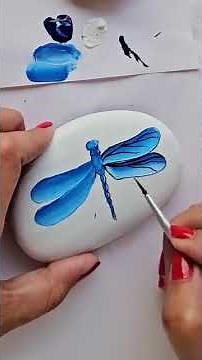 Easy Blue Dragonfly Stone Painting Tutorial | Acrylic Rock Art for Beginners 💙