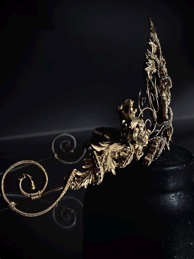 Gothic Fantasy Wire and Resin Crown | Gold Filigree Portrait Tiara - Etsy