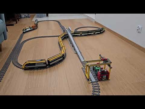 Massive LEGO trains on bridge and underpass | Dual-route layout in action