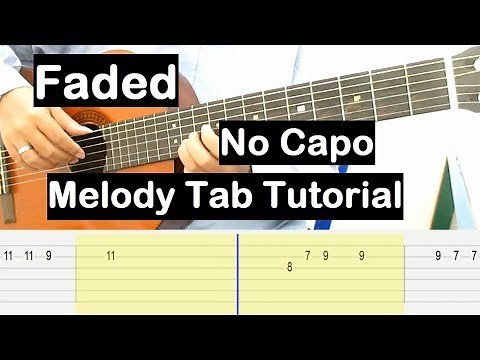 Alan Walker Faded Guitar Lesson Melody Tab Tutorial No Capo Guitar Lessons for Beginners