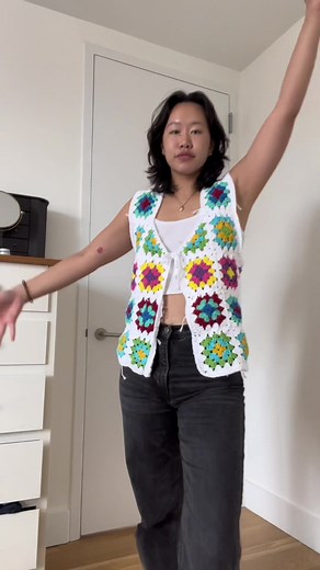 Colorful Granny Square Crochet Vest | Slow Fashion Statement