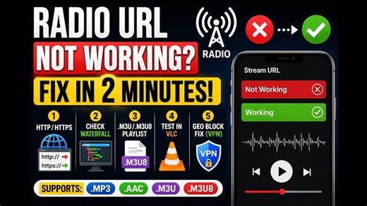 Radio URL Not Working? Fix It in 2 Minutes (HTTP, M3U, VPN Fix)