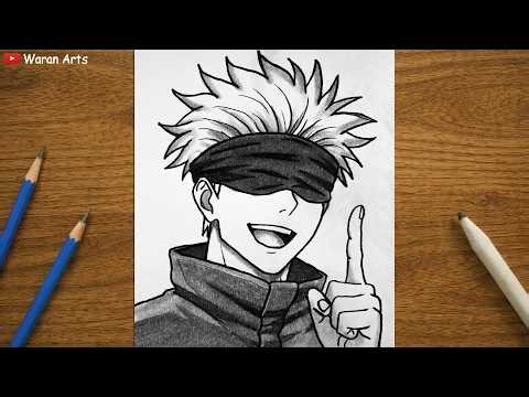 How to Draw Gojo || Jujutsu Kaisen Anime Art Tutorial for Beginners || Easy Anime Drawing Sketch