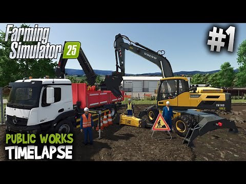 Building Our Operations Base 🚧 Volvo EW210D & Mercedes Antos 👷 Public Works in FS25