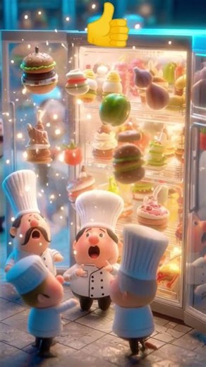 Tiny Chefs Open a MAGIC FRIDGE 😱👨‍🍳#shorts