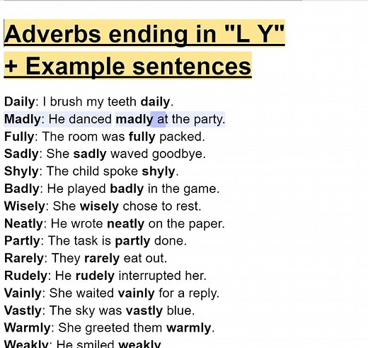 Adverbs Ending in -LY | Meaning & Examples ✨ Learn how to use adverbs ending in "-ly" to improve your English fluency! In this video, we explore some of the most common adverbs that end in "-ly" — words that describe how actions are done. You'll learn their meanings and see them used in clear, simple example sentences. 📘 What You’ll Learn: What adverbs ending in "-ly" are 20 common -ly adverbs Easy example sentences How to use them in everyday English Perfect for beginners, ESL learners, and an