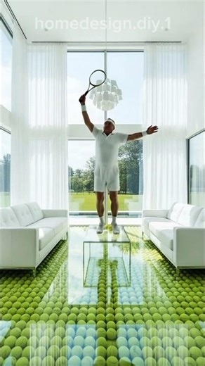 Turning This Living Room Into a Neon Tennis Court 😳🎾