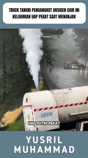 Liquid oxygen tanker truck releases thick vapor while going uphill #shorts