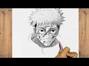 Drawing ITADORI YUJI from JUJUTSU KAISEN Season 2 | No Erasing, Using Ballpoint Pen