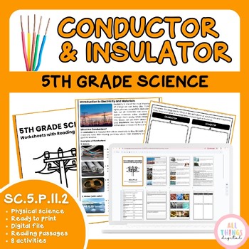 Conductor Insulator SC.5.P.11.2 5th Grade Physical Science Activity & Answer Key
