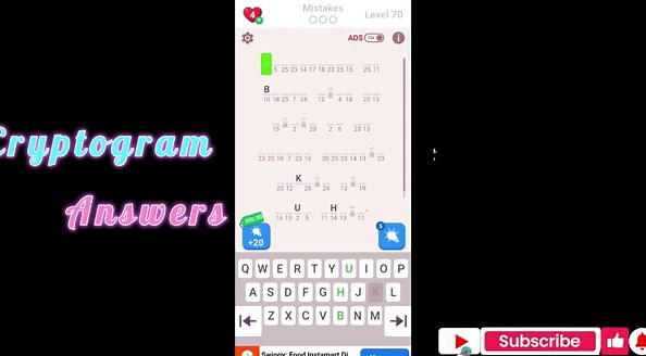 Cryptogram Level 70 Answers ✅ | Go Answer