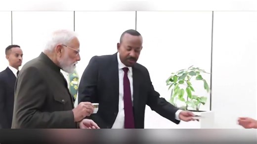 Following his arrival in #AddisAbaba, Prime Minister Narendra Modi held a brief courtesy interaction with Ethiopian Prime Minister Dr. Abiy Ahmed Ali at Bole International Airport. Both leaders also enjoyed Ethiopian coffee during the interaction. PMO India Ministry of External Affairs, Government of India #PMModiInEthiopia India in Ethiopia (Embassy of India, Addis Ababa) | #India 🇮🇳 | #Ethiopia 🇪🇹 | #IndiaOmanRelations | #IndiaOmanFriendship 🇮🇳-🇴🇲 | @Indemb_Muscat | All India Radio New
