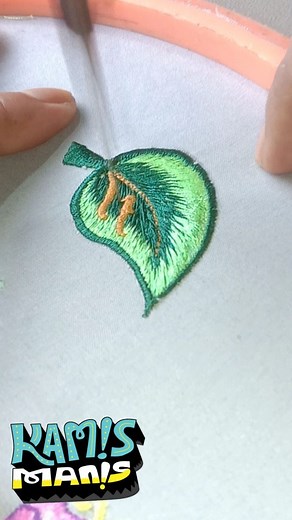 This is how to embroider green leaves using the rotating plane technique #embroidery #bordir #lrave #flowers #learnrmbroidery #fyp | Kanaya Bordir