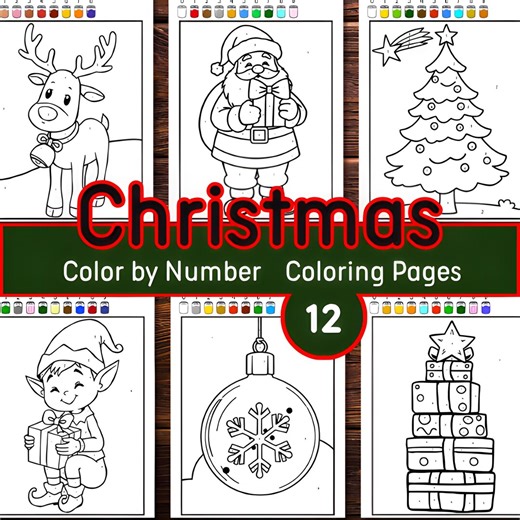 Christmas Color-by-number Pages | Kids Holiday Coloring Activity - Etsy
