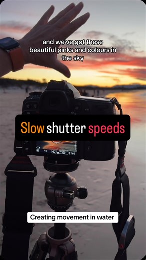 15K views · 1K reactions | Slow shutter speeds@create a feeling of movement in your photos You can slow down the shutter speeds by: Choosing a time of day when the sun is low in the sky Closing down your aperture - choosing a big Fstop number Choosing the lowest numeric iso number In the case of making these waves blurred, you want shutter speeds around 1/10, 1/15, 1/20 | Learn how to Photograph | Facebook