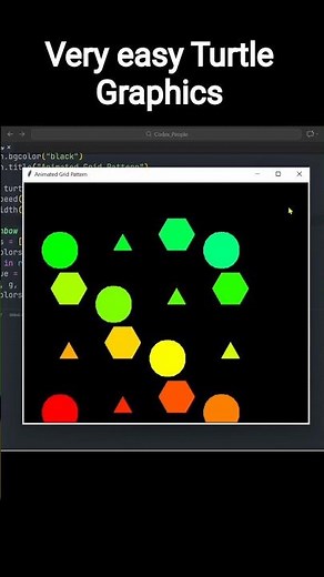 Animated Grid Pattern – Shapes & Colors Animation in Python Turtle #coding #python