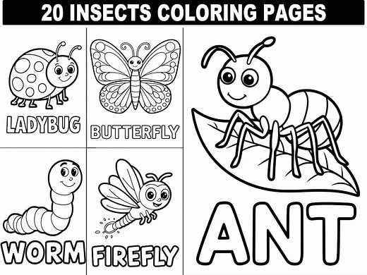 Insect Coloring Pages: 20 Fun Bug Designs for Kids (digital Download) - Etsy