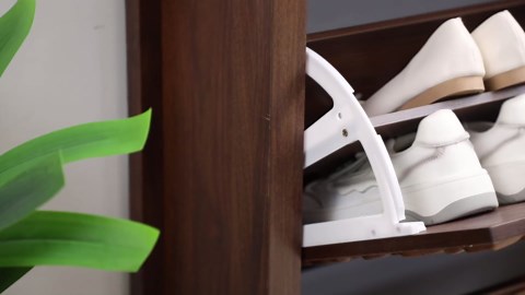 Shoe Cabinet with Flip Drawers, Narrow Shoe Storage Cabinet, 2-Tier Hidden Shoe Organizer with Carved Floral for Entryway, Mid-Century Modern Slim Shoes Storage for Hallway Foyer (1, White)