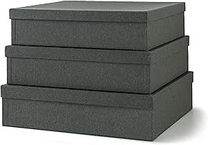 Soul & Lane Decorative Storage Boxes with Lids, Paper Storage Box Set for Keepsakes and Photos, Decorative Boxes for Home Decor, Stationery, Office Organizers, Black Kraft