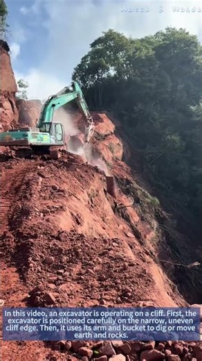 Excavator Operating on a Cliff | Daring Construction Work