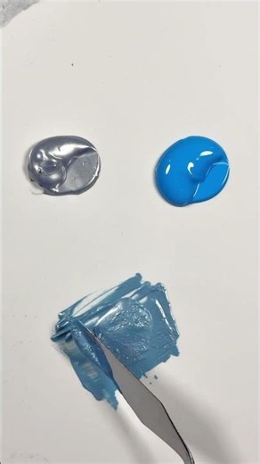 Metallic Silver + Cyan Blue = Metallic Dusty Blue ✨🎨 #colormixing #asmr #satisfying #viral #colors