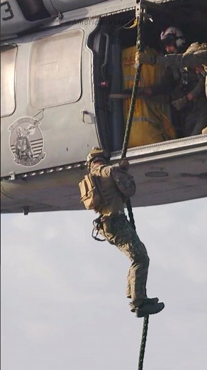 Marines FAST ROPE from Helicopter to Ship in 60fps Slow Motion!