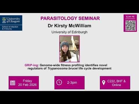 Glasgow Research in Parasitology (GRiP-ing) seminar | Dr Kirsty McWilliam (University of Edinburgh)