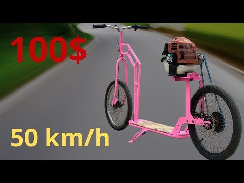 $100 DIY Weird Bike – Gas-Powered Scooter Built from Scratch!