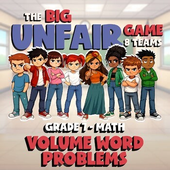 Volume Word Problems BIG UNFAIR Math Game - No Prep Grade 7 Review Activity
