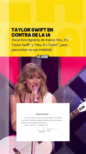 TAYLOR SWIFT EN CONTRA DE LA IA: REGISTRO LA PATENTE DE DOS FRASES CON SU NOMBRE