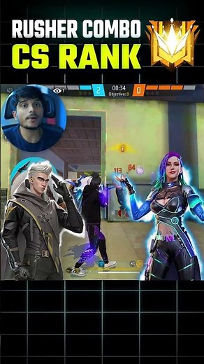 New Rusher Character Skill Combo For CS Rank🔥🤫 Free Fire #shorts