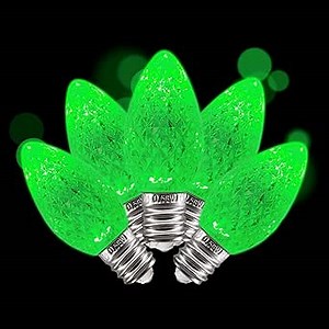 UL Listed Box of 25 C7 Led Replacement Bulbs,2 SMD LEDs in Each C7 Dimmable Lights Bulb for Outdoor String Lights,Full Waterproof and Break Resistant (Green Color)