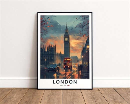 London Travel Poster, England Wall Art, Big Ben Cityscape Print - Etsy